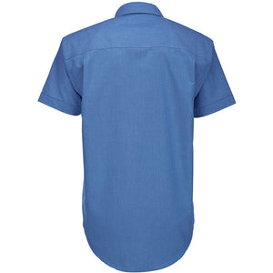 B&C Mens Oxford Short Sleeve Shirt / Mens Shirts (Blue Chip)