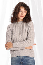 Load image into Gallery viewer, Cashmere Mock Neck Cable Sweater