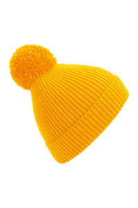 Unisex Engineered Knit Ribbed Pom Pom Beanie - Sun Yellow