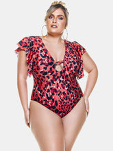Load image into Gallery viewer, Ruffle Shoulder Cupped Bodysuit in Savana Print