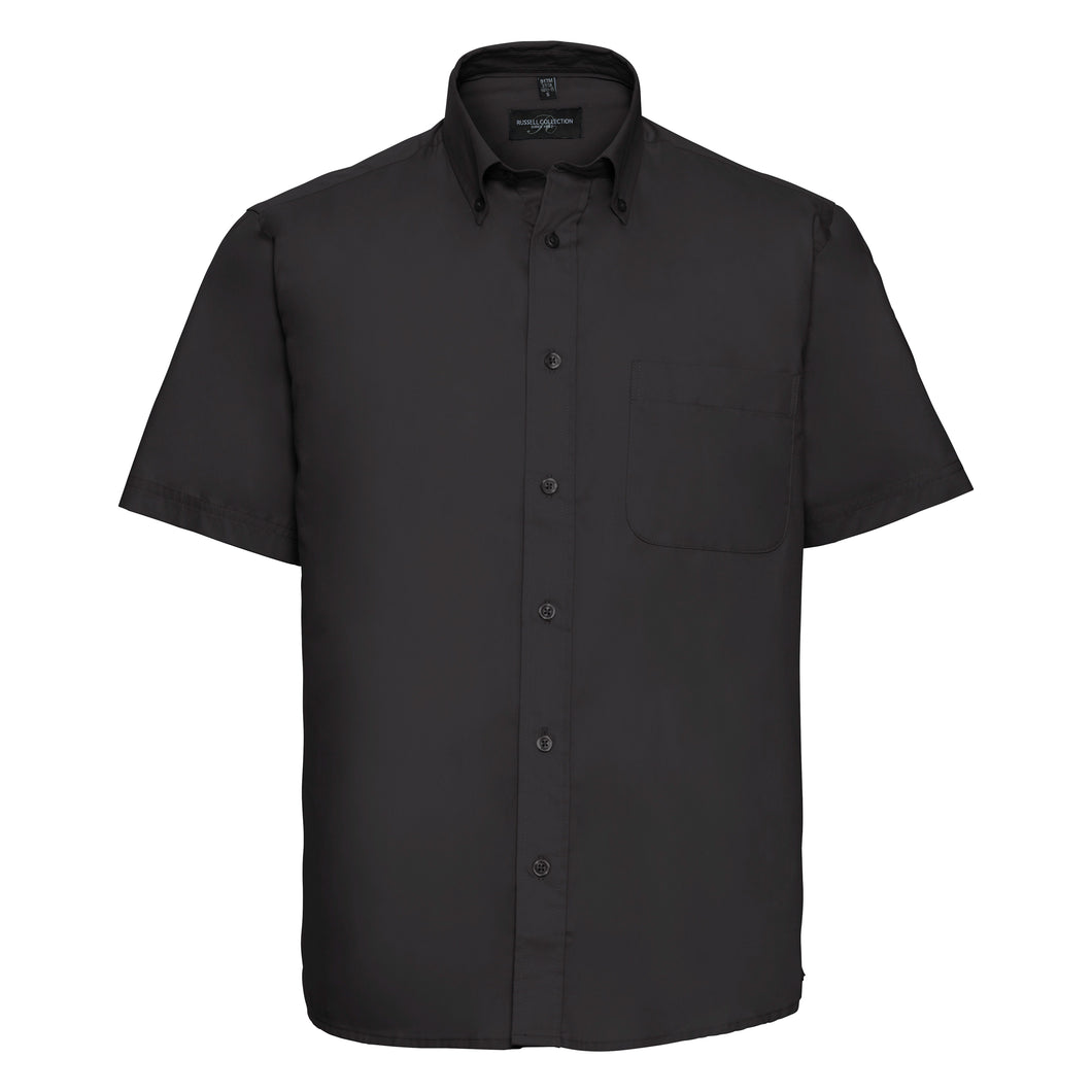 Russell Collection Mens Short Sleeve Classic Twill Shirt (Black)