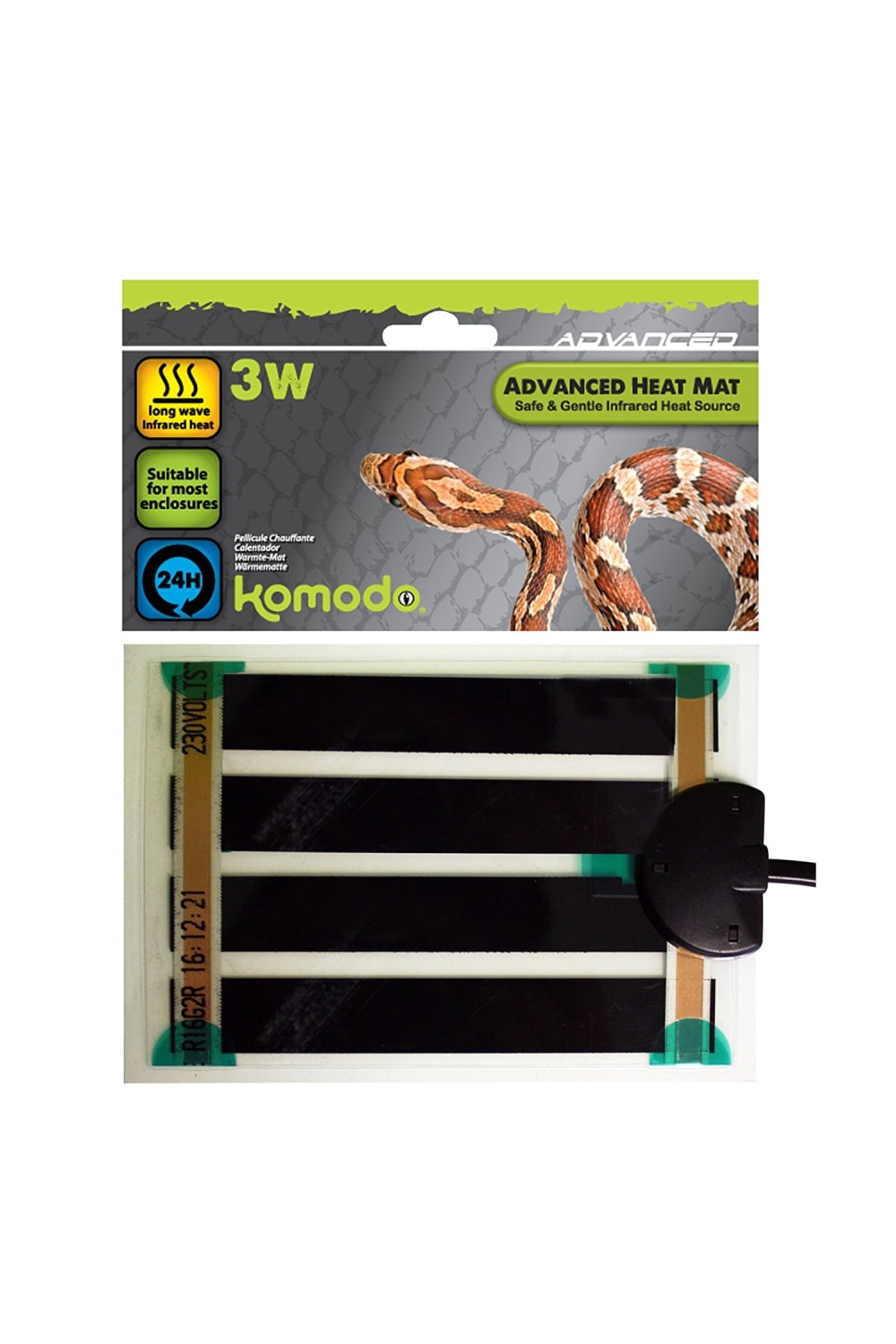 Happy Pet Komodo Advanced Heat Mat 3W For Reptile Vivariums/Terrariums (UK Plug) (Black) (One Size)