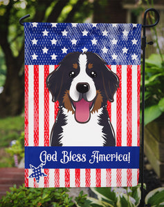 11 x 15 1/2 in. Polyester American Flag and Bernese Mountain Dog Garden Flag 2-Sided 2-Ply