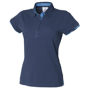 Front Row Womens/Ladies Contrast Pique Polo Shirt (Navy/Marine)