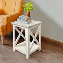 Load image into Gallery viewer, Agatha 15&quot; Square Italian Carrara White Marble Side Table With white Color Solid Wood Legs