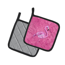 Load image into Gallery viewer, Flamingo on Pink Pair of Pot Holders