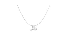 Load image into Gallery viewer, .925 Sterling Silver 1/10 Cttw Round Brilliant-Cut Diamond Accented Open Heart with Love 18&quot; Pendant Necklace