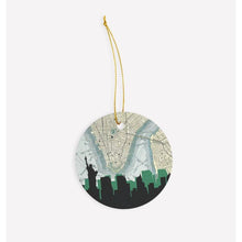 Load image into Gallery viewer, New York, New York City Skyline With Vintage New York Map