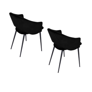 Puff Paste Harmony Black Upholstery Dining Chair With Conic Legs - Set Of 2