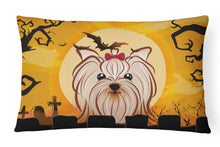Load image into Gallery viewer, 12 in x 16 in  Outdoor Throw Pillow Halloween Yorkie Yorkishire Terrier Canvas Fabric Decorative Pillow