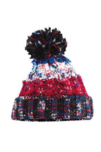 Load image into Gallery viewer, Unisex Adults Corkscrew Knitted Pom Pom Beanie Hat - Black Jacks