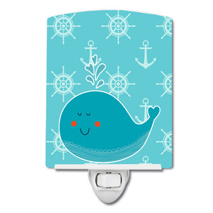 Whale with Anchors Ceramic Night Light