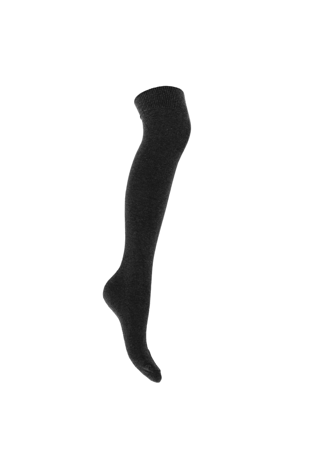 Girls Knee High Plain Casual Socks With LYCRA (Pack Of 3) (Black)
