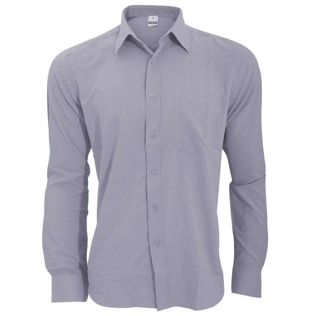 Henbury Mens Wicking Long Sleeve Work Shirt (Slate Grey)