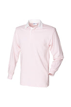 Load image into Gallery viewer, Front Row Long Sleeve Classic Rugby Polo Shirt (Light Pink/White)