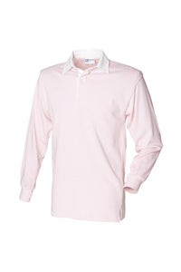 Front Row Long Sleeve Classic Rugby Polo Shirt (Light Pink/White)