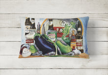 Load image into Gallery viewer, 12 in x 16 in  Outdoor Throw Pillow Eggplant and New Orleans Beers  Canvas Fabric Decorative Pillow