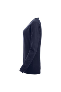 Womens/Ladies Aston Knitted V Neck Sweatshirt - Dark Navy