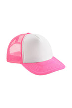 Load image into Gallery viewer, Beechfield Vintage Plain Snap-Back Trucker Cap (Fluorescent Pink/White)