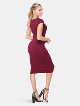 Load image into Gallery viewer, Cap Sleeve Fitted Knit Midi Dress | Burgundy