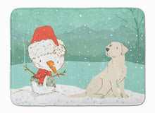 Load image into Gallery viewer, 19 in x 27 in Yellow Labrador Snowman Christmas Machine Washable Memory Foam Mat