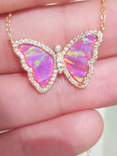 Load image into Gallery viewer, Opal Butterfly Necklace with Stripes