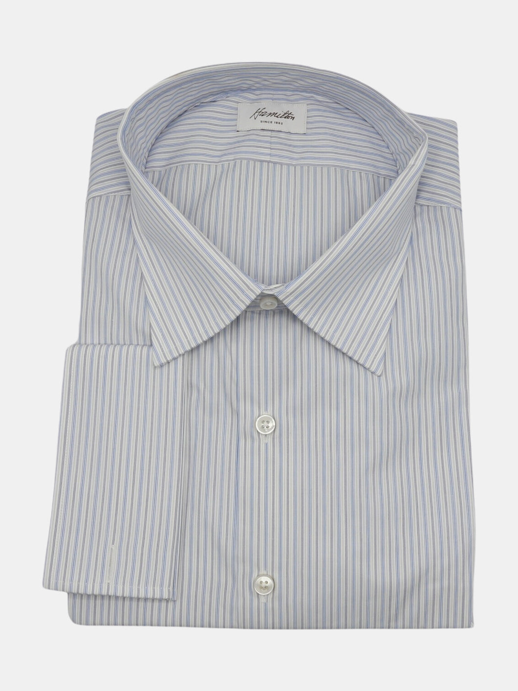 Hamilton Men's Blue / Grey White Stripe Dress Shirt Casual Button-Down - 52-18.5