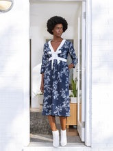 Load image into Gallery viewer, Carla Dress / Navy + Milky White Floral Cotton