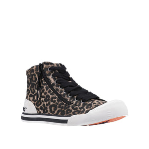 Womens/Ladies Jazzin Hi Tampa Leopard Canvas Shoes (Natural)