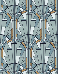 Eco-Friendly Art Deco Arched Window Wallpaper
