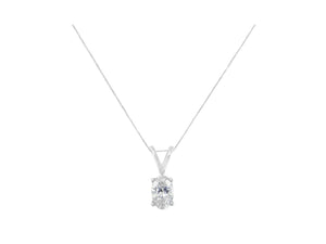 10K White Gold Diamond Oval Pendant Necklace