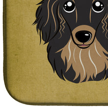 Load image into Gallery viewer, 14 in x 21 in Longhair Black and Tan Dachshund Spoiled Dog Lives Here Dish Drying Mat
