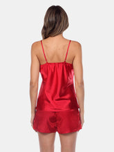 Load image into Gallery viewer, Satin Lace Cami And Shorts Pajama Set