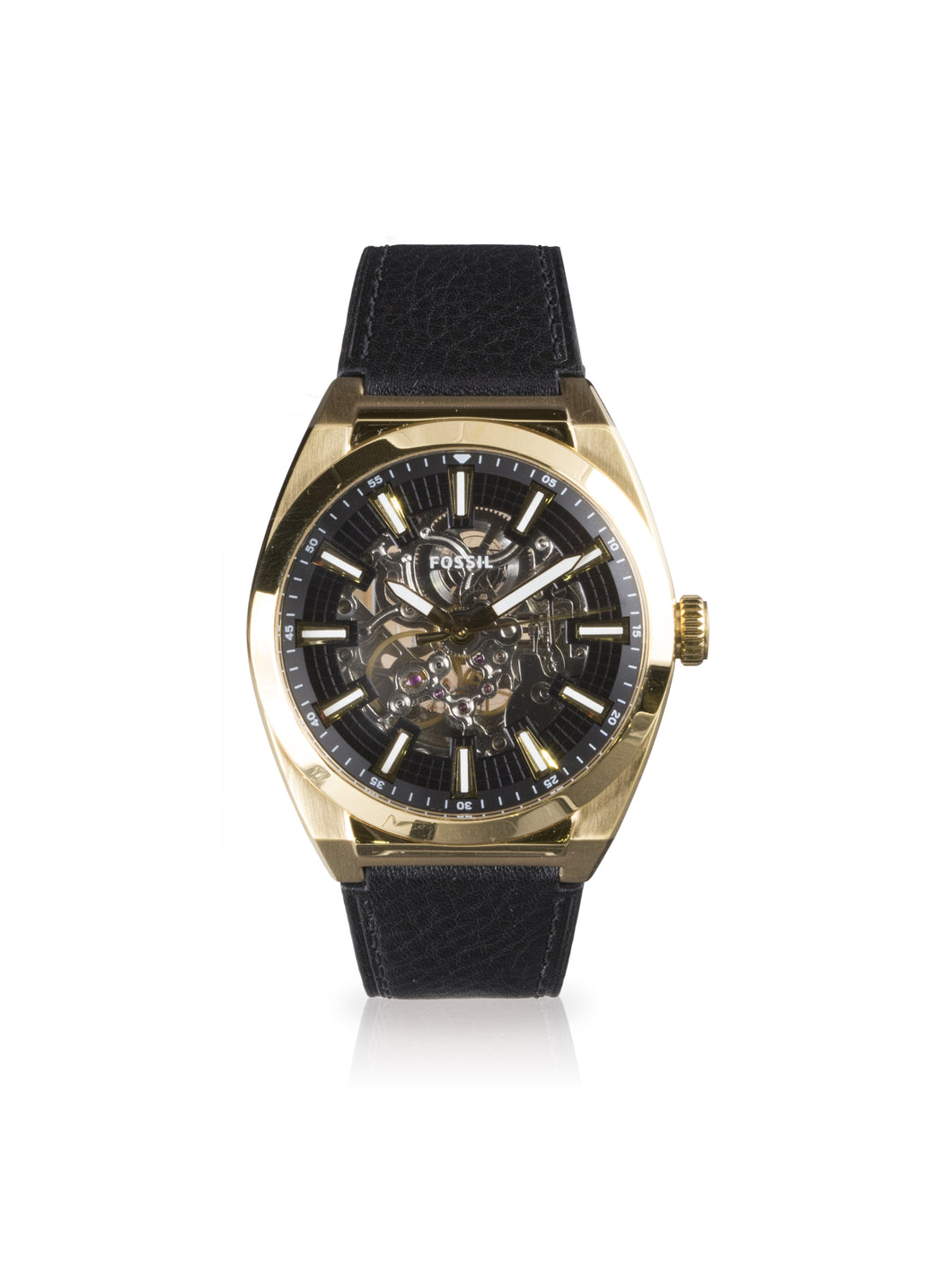 Everett ME3208 Elegant Chinese Movement Fashionable Automatic Black Eco Leather Watch