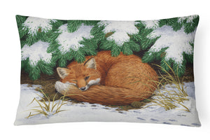 12 in x 16 in  Outdoor Throw Pillow Naptime Fox Canvas Fabric Decorative Pillow
