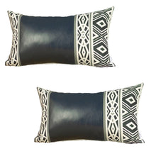 Load image into Gallery viewer, Boho Set of 2 Handcrafted Decorative Throw Pillow Cover Vegan Faux Leather Geometric For Couch, Bedding