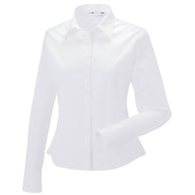 Load image into Gallery viewer, Russell Collection Womens/Ladies Long Sleeve Classic Twill Shirt (White)