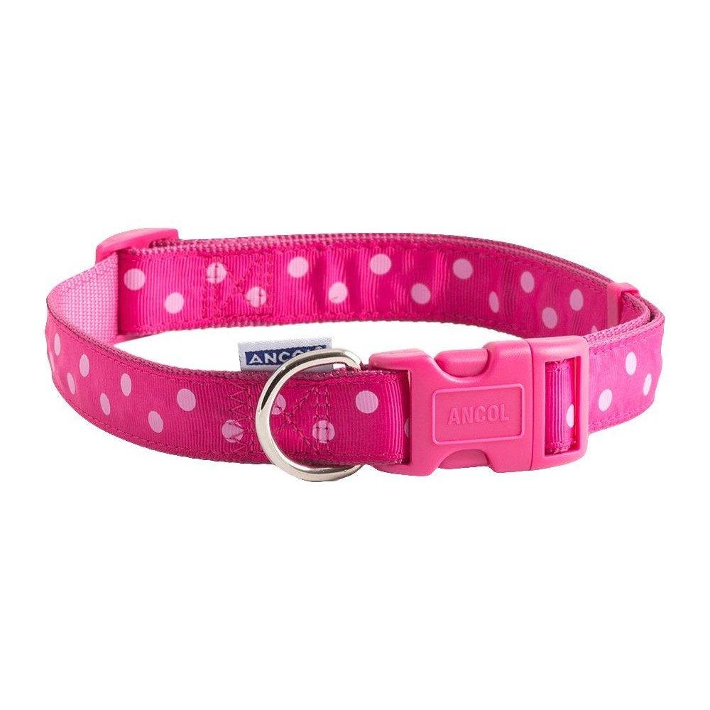 Vintage Polka Dot Dog Collar (Pink) (11-19in)