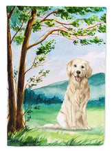 Load image into Gallery viewer, 11 x 15 1/2 in. Polyester Under the Tree Golden Retriever Garden Flag 2-Sided 2-Ply