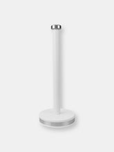 Load image into Gallery viewer, Michael Graves Design Soho Freestanding Tin Paper Towel Holder with Easy Twist On Finial, White