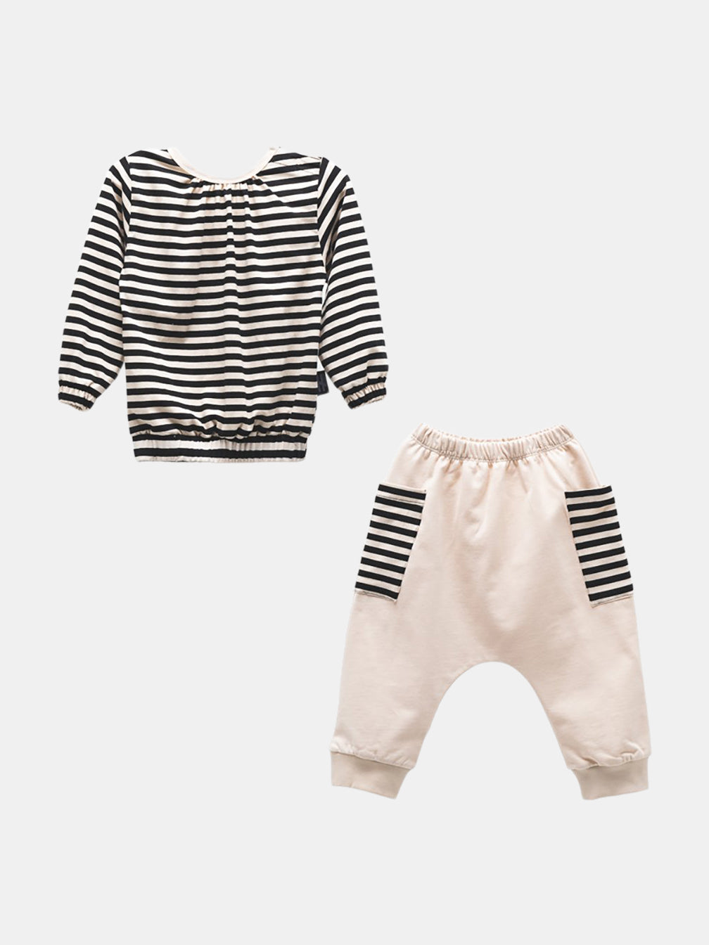 Beige Striped Outfit Set