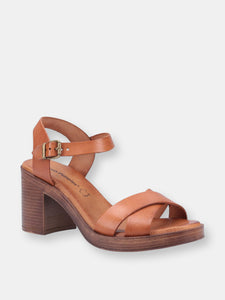 Womens/Ladies Georgia Leather Heeled Sandals - Tan