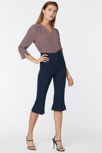 Flared Pedal Pusher Pants - Oxford Navy