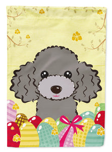 11 x 15 1/2 in. Polyester Silver Gray Poodle Easter Egg Hunt Garden Flag 2-Sided 2-Ply