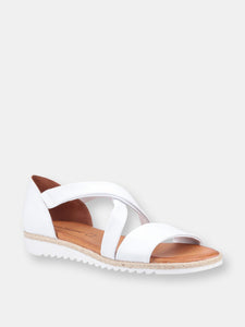 Womens Gemma Espadrille Leather Wedge Sandals - White