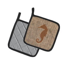 Load image into Gallery viewer, Sea Horse Burlap and Brown BB1018 Pair of Pot Holders
