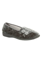 Load image into Gallery viewer, Womens/Ladies Jenny Embroidered Slippers - Gray