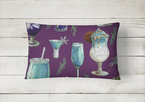 12 in x 16 in  Outdoor Throw Pillow Drinks and Cocktails Purple Canvas Fabric Decorative Pillow