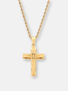 18K Gold Plated Accent Cut Cross Pendant Necklace