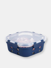 Load image into Gallery viewer, Michael Graves Design Square 27 Ounce High Borosilicate Glass Food Storage Container with Plastic Lid, Indigo